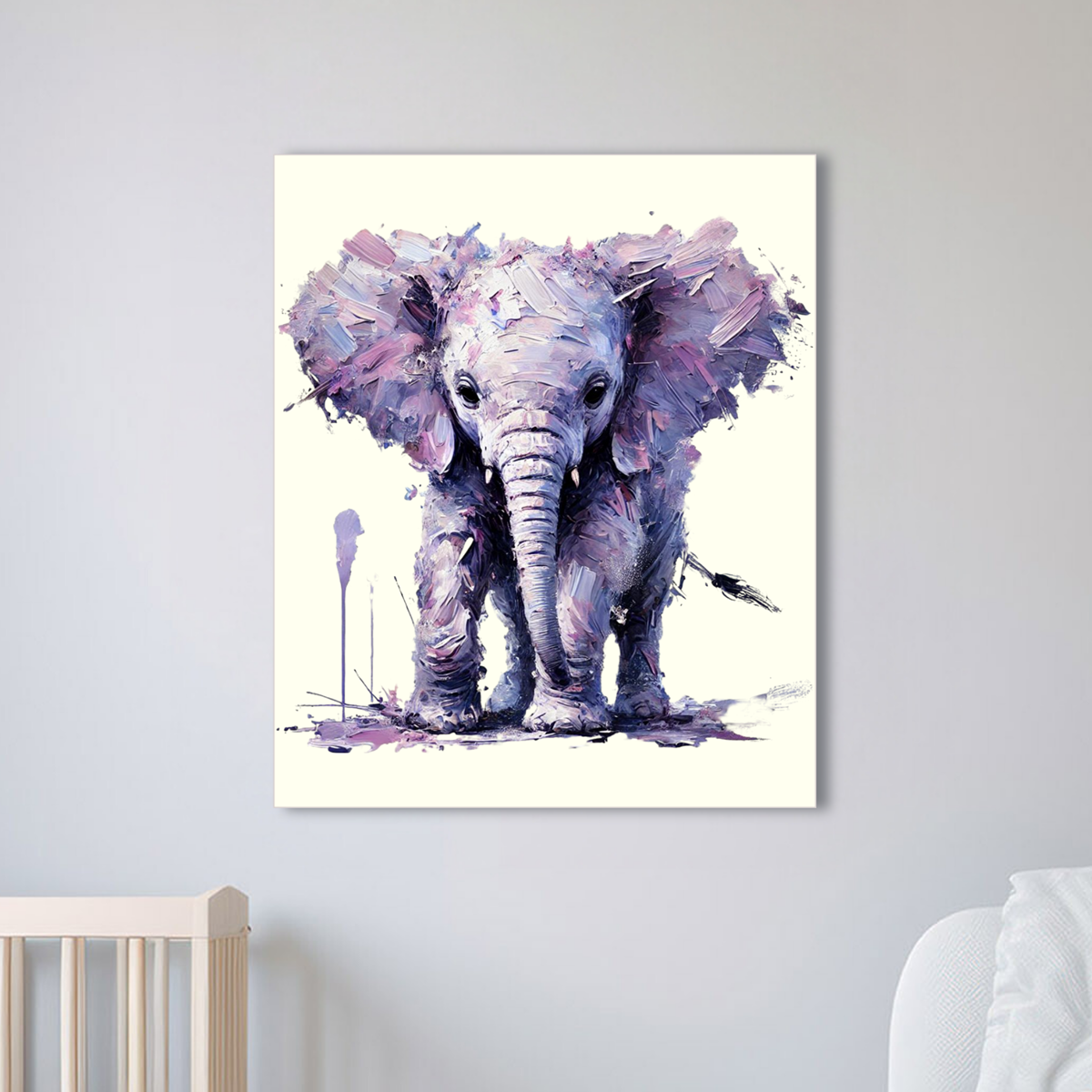 Baby Elephant Canvas - Purple