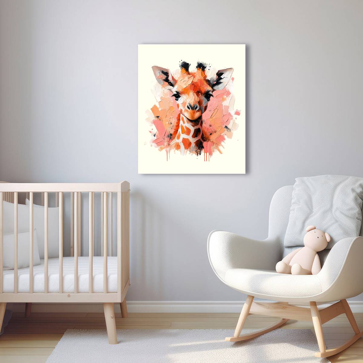 Baby Giraffe Canvas - Pink