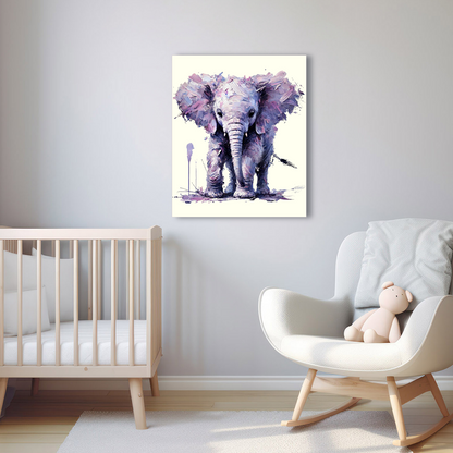 Baby Elephant Canvas - Purple