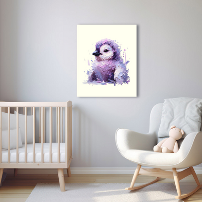 Baby Penguin Canvas - Purple